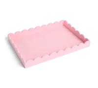 OHS Scallop Edge Decorative Tray Rectangle Vanity Coffee Table, Pale Pink | Scallop Edge Decorative Tray in Pale Pink, Rectangular Shape for Coffee Table, Vanity or Dressing Table Styling