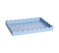 OHS Scallop Edge Decorative Tray Rectangle Vanity Coffee Table Tray, Blue | Scallop Edge Decorative Tray in Blue, Rectangular Shape for Coffee Table, Vanity or Dressing Table Styling