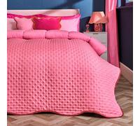 Ohs Scallop Edge Quilted Throw Lightweight Blanket Bedspread, Pink/red - 150 X 200 Cm