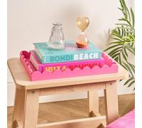 Ohs Scallop Edge Storage Tray Engineered Wood Decorative Organiser, Pink
