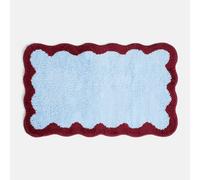 OHS Scallop Edge Tufted Bath Mat Non-Slip Shower Rug in Blue OHS Blue