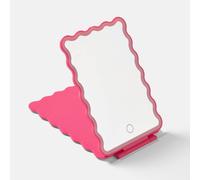 OHS Scallop LED Folding Vanity Mirror Portable Travel Make Up Cosmetic in Bright Pink OHS Bright Pink