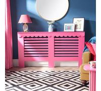 Ohs Scallop Radiator Cover Engineered Wood Side Board Shelf - Hot Pink