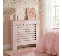 Ohs Scallop Radiator Cover Engineered Wood Side Board Shelf - Light Pink