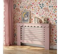 Ohs Scallop Radiator Cover Engineered Wood Side Board Shelf - Light Pink