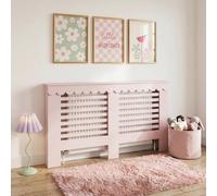 Ohs Scallop Radiator Cover Engineered Wood Side Board Shelf - Light Pink