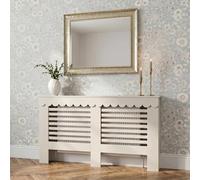 OHS Scallop Radiator Cover Engineered Wood Sideboard Shelf in Cream | Size: Large OHS Cream Large