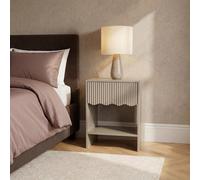 Ohs Scallop Ribbed Bedside Table 1 Drawer Cabinet Nightstand Storage Unit - Natural