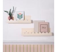 OHS Scallop Shelf Wall Mounted Storage Space Saving Modern Bedroom, Cream