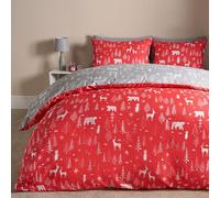 OHS Scandi Duvet Cover Bedding Set Reversible Christmas Quilt in Red | Size: King OHS Red King