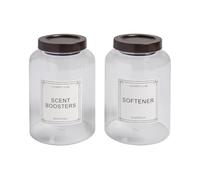 OHS Scent Boosters Plastic Laundry Storage Jars with Lids 2 Pack, Clear