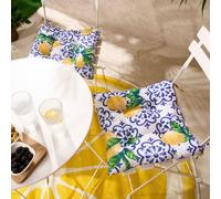 OHS Seat Pads 2 Garden Chairs Cover Ties Lemons Outdoor Cushions