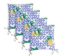 OHS Seat Pads 4 Garden Chairs Cover Ties Lemons Outdoor Cushions