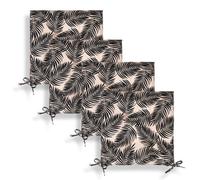 OHS Seat Pads 4 Garden Chairs Cover Ties Mono Leaf Outdoor Cushions