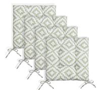 OHS Seat Pads 4 Garden Chairs Cover Ties Sage Geo Outdoor Cushions