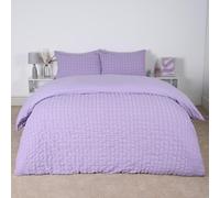 Ohs Seersucker Duvet Cover Pillowcase Bedding Set, Lilac - Double