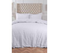 OHS Seersucker Duvet Cover with Pillowcase Bedding in White | Size: Super King OHS White Super King