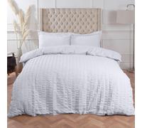 Ohs Seersucker Duvet Cover With Pillowcase Bedding, White - Superking