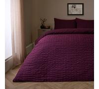 Ohs Seersucker Duvet Cover With Pillowcase Bedding, Wine - Single