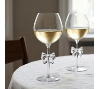 Ohs Set Of 2 Bow Picnic Wine Glasses Plastic Reusable Champagne Glass - Clear