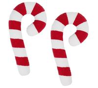 OHS Set of 2 Candy Cane Pillow, Winter Christmas Decorations Ultra Soft Boucle Christmas Pillow for Home Decor Kitchen Living Room Sofa Candy Cane Cushion Xmas Decorations - White, 52 x 10cm