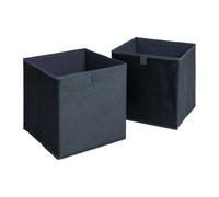 OHS Set of 2 Cube Storage Boxes Matte Velvet Collapsible Cube Boxes, Navy