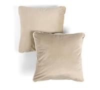 OHS Set of 2 Cushion Covers 45 x 45cm, Soft Matte Velvet Piped Edge Decorative Square Throw Pillow Covers with Invisible Zipper for Bedroom Living Room Sofa Decor, Mink