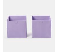 OHS Set of 2 Fabric Storage Boxes Home Organiser Toys Clothing Bathroom Pop Up Collapsible Foldable Purple Shade Cube Storage Space Saving Storage Baskets, Lilac