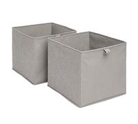 OHS Set of 2 Fabric Storage Cubes Home Organiser Toys Clothing Bathroom Pop Up Collapsible Foldable Storage Baskets Space Saving Cube Storages, Charcoal Grey
