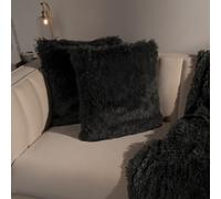 OHS Set Of 2 Fluffy Shaggy Filled Cushion With Cover Square