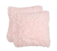 Sienna Fluffy Shaggy Pack of 2 x Cushion Covers 45 x 45 cm Square Long Soft Fibre Home Sofa Pillow Couch Reversible Set, 18" x 18" - Blush Pink