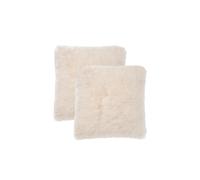 OHS Set of 2 Fluffy Shaggy Square Cushion Covers in Cream | Size: 45 cm x 45 cm OHS Cream 45 cm x 45 cm
