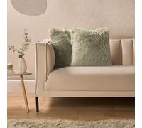 OHS Set of 2 Fluffy Shaggy Square Cushion Covers in Green | Size: 45 cm x 45 cm OHS Green 45 cm x 45 cm