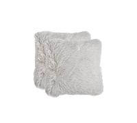 OHS Set of 2 Fluffy Shaggy Square Cushion Covers in Light Grey | Size: 45 cm x 45 cm OHS Light Grey 45 cm x 45 cm