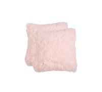 OHS Set of 2 Fluffy Shaggy Square Cushion Covers in Light Pink | Size: 45 cm x 45 cm OHS Light Pink 45 cm x 45 cm
