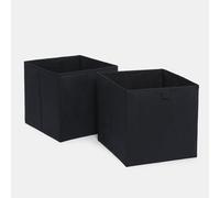 OHS Set of 2 Matte Velvet Storage Boxes, Space Saving Storage Baskets Home Organiser Toys Clothing Bathroom Pop Up Collapsible Foldable Cube Storages, Black
