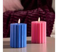 Ohs Set Of 2 Ribbed Flameless Led Candles Decorative Lights Party Home
