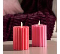 Ohs Set Of 2 Ribbed Flameless Led Candles Decorative Lights Party Home