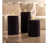 Ohs Set Of 3 Ribbed Flameless Led Candles Decorative Lights Party Home