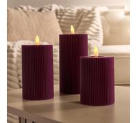 Ohs Set Of 3 Ribbed Flameless Led Candles Decorative Lights Party Home