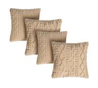 OHS Set of 4 Cushion Covers, Soft Cosy Cable Knit Design Decorative Square Throw Pillow covers with Invisible Zipper for Couch Bedroom Living Room 45 x 45cm, Natural
