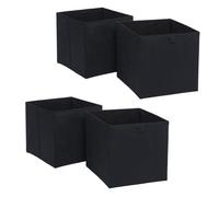 OHS Set of 4 Matte Velvet Storage Boxes Home Organiser Toys Clothing Bathroom Pop Up Foldable Collapsible Cube Storage Boxes Space Saving Shelves Organiser Cube Baskets, Black