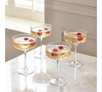 OHS Set of 4 Ribbed Plastic Cocktail Glasses Reuseable Party Glass in Clear | Size: 4 Pack OHS Clear 4 Pack