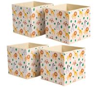 OHS Set Of 4 Safari Storage Box Cubes Folding Space Saving Shelf Boxes in Beige OHS Beige
