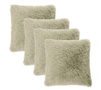OHS Set of 4 Soft Fluffy Shaggy Square Cushion Covers in Green | Size: 45 cm x 45 cm OHS Green 45 cm x 45 cm
