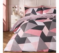 Dreamscene Geometric Shapes Single Duvet Cover Set with Pillowcase, Soft Comfy Breathable Polycotton, Quilt Covers Bedding Set, Lightweight Non-Fading, Blush Pink - 135 x 200cm