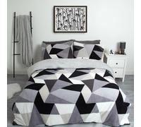 Ohs Shapes Teddy Duvet Cover Pillowcase Bedding Set, Grey - Superking
