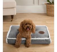 OHS Sherpa Bind Pet Bed Dog Puppy Comfy Mat Cushion Washable Fleece, Grey - Medium
