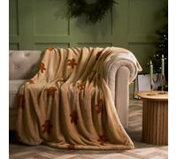OHS Sherpa Fleece Throw Blanket, Ultra Soft Warm Winter Tufted Gingerbread Thick Blanket for Bed Sofa Couch Lightweight Fluffy Reversible Double Bed Throw, Beige - 130 x 160cm