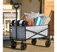 OHS Shopping Trolley on Wheels, Folding Wagon Portable Camping Cart Festival Trolley Collapsible Foldable Garden Camping Trolley with Handle for Outdoor Picnic Fishing, Geometric Grey
